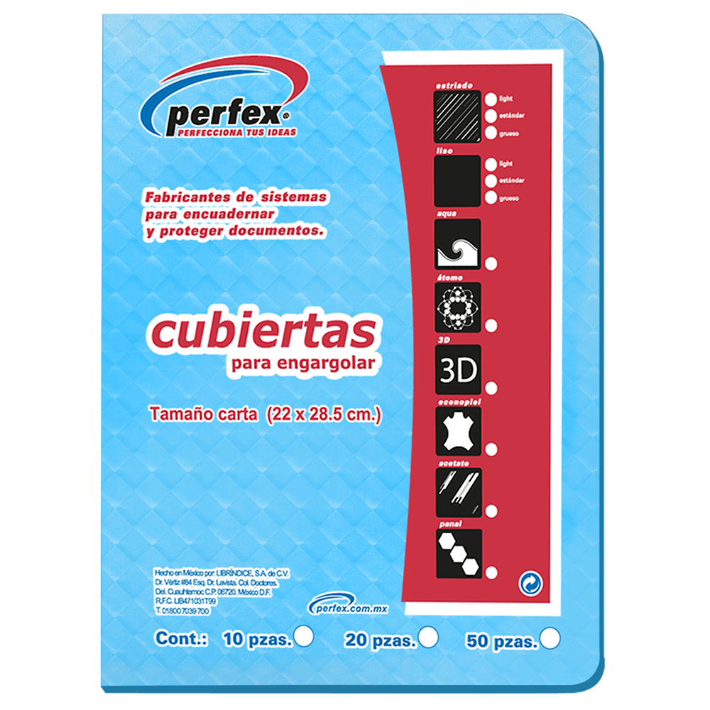 PASTA CTA.PLAST.AZUL CLARO ROMBOS PERFEX 676094 25JGS 14PTS