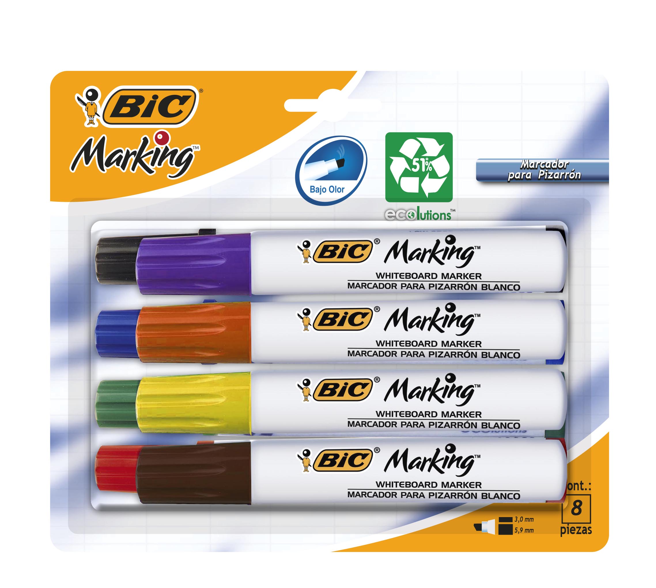 MARCADOR P/PIZARRON   (SURT.)C/08    BIC