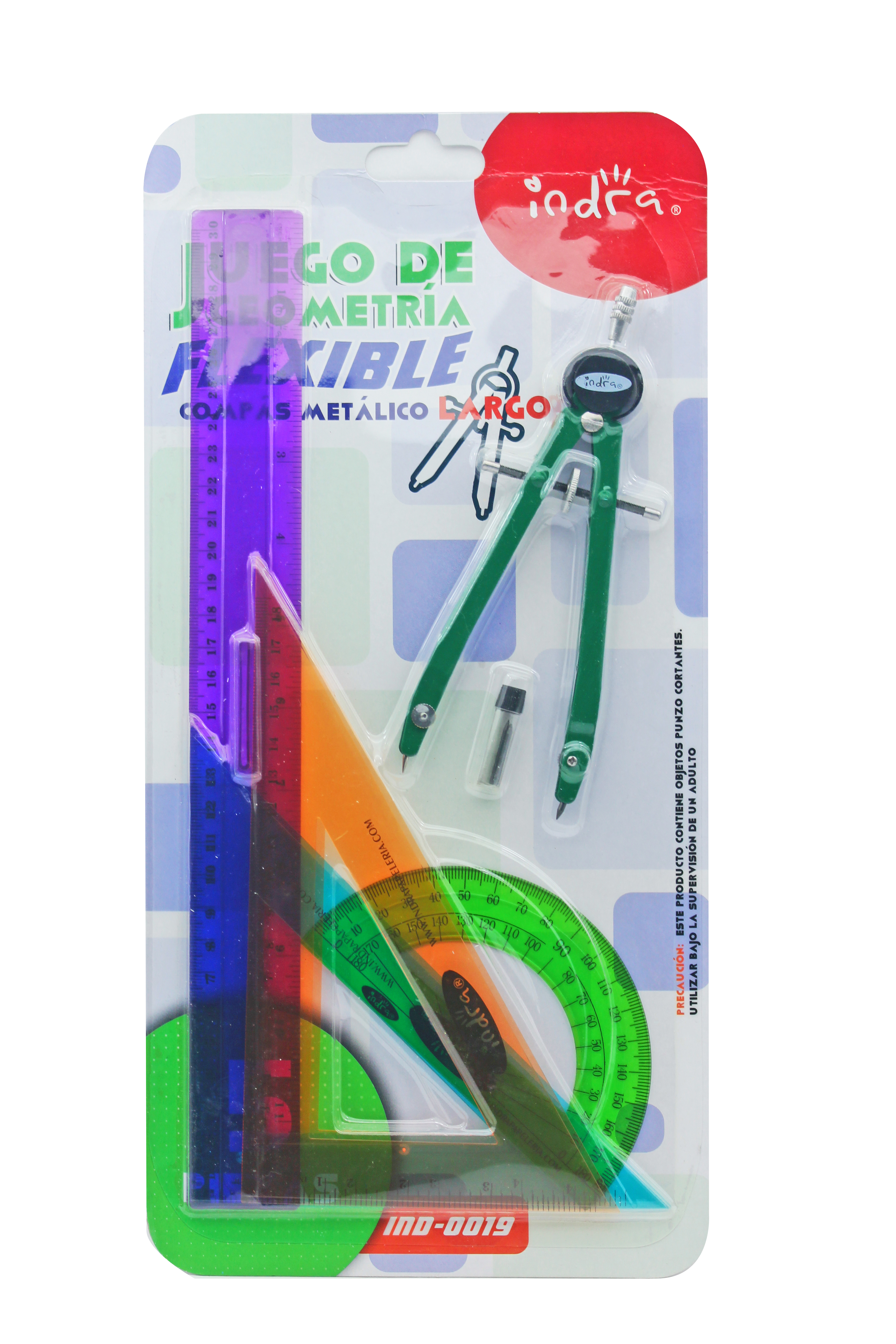JUEGO DE GEOMETRIA GDE.FLEX.C/COMP.INDRA 037614 IND-0019 C/CO