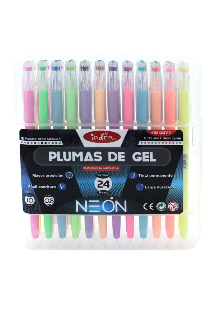 BOLIGRAFO MED. GEL NEON SURT. C/24 INDRA 038369 IND-0077 ESTU