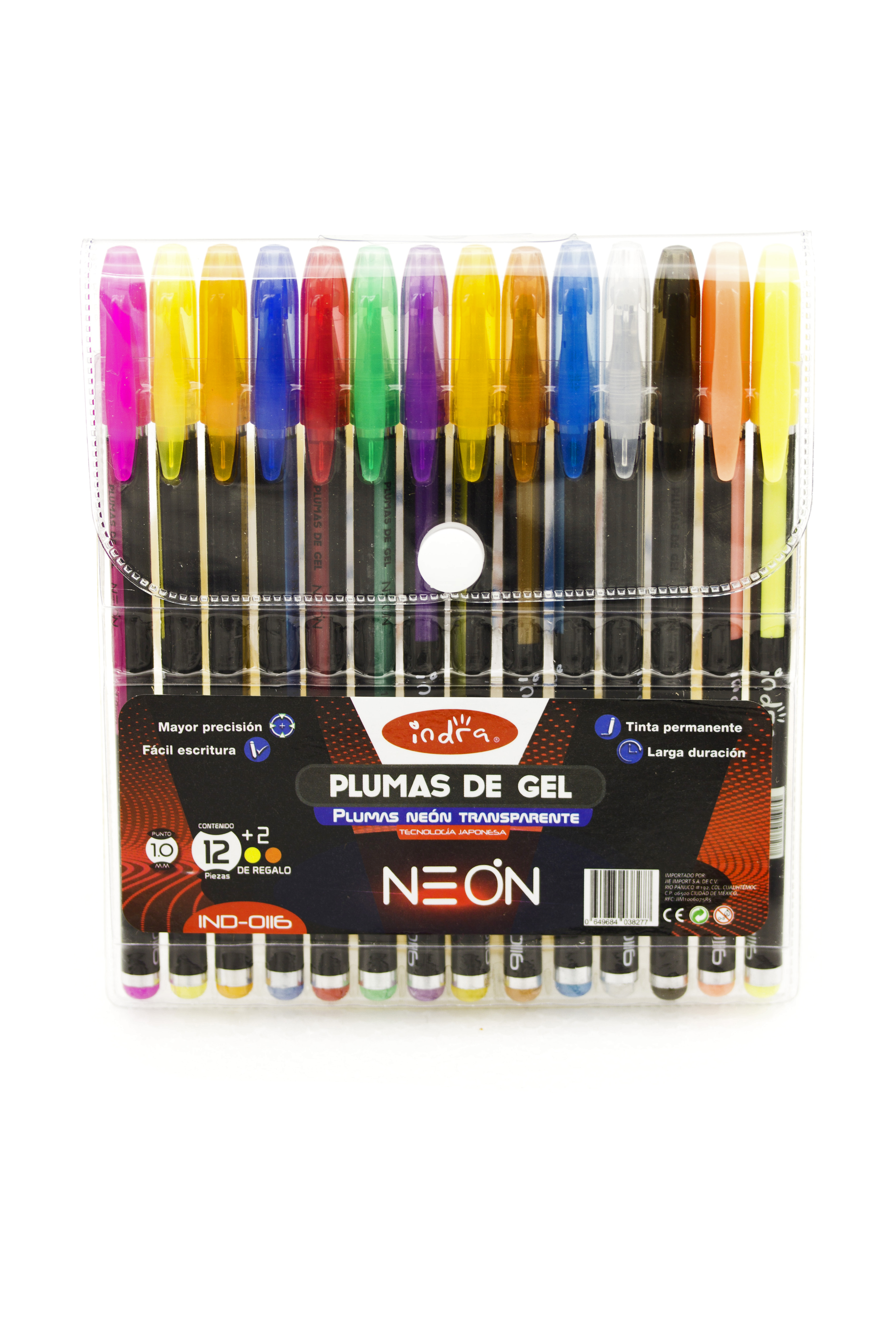 BOLIGRAFO MED. GEL NEON SURT. C/12 INDRA 038277 IND-0116 (12+