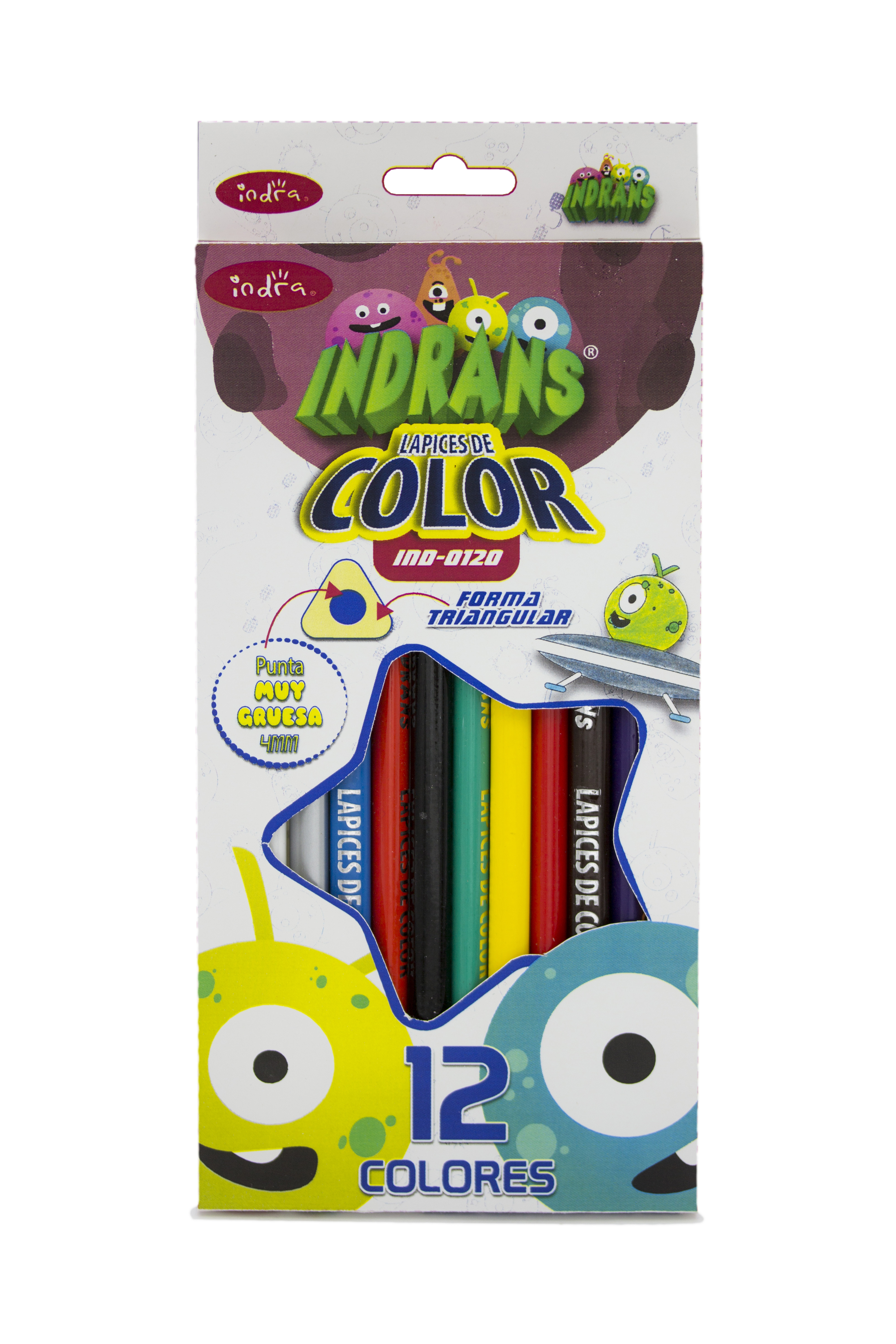 LAPIZ DE COLOR C/12 LARGOS TRIAN.  INDRA 038338 IND-0120