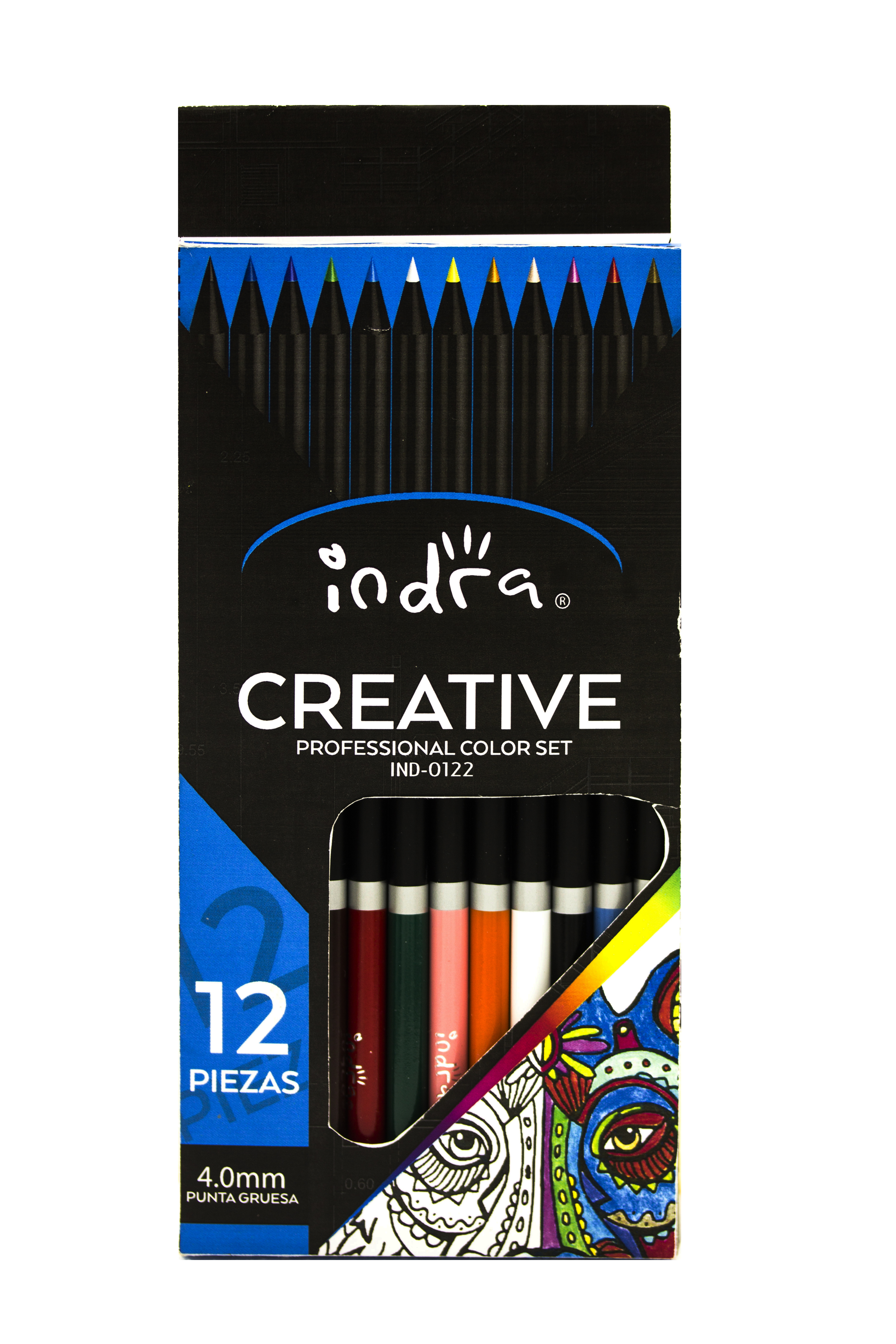 LAPIZ DE COLOR C/12 LARGOS PROF.   INDRA 038321 IND-0122 PUNT