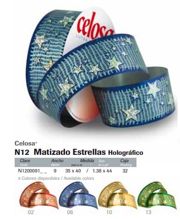 Z LISTON HOLO.MATIZADO ESTRELLAS #9 ORO  N120009110 JANEL