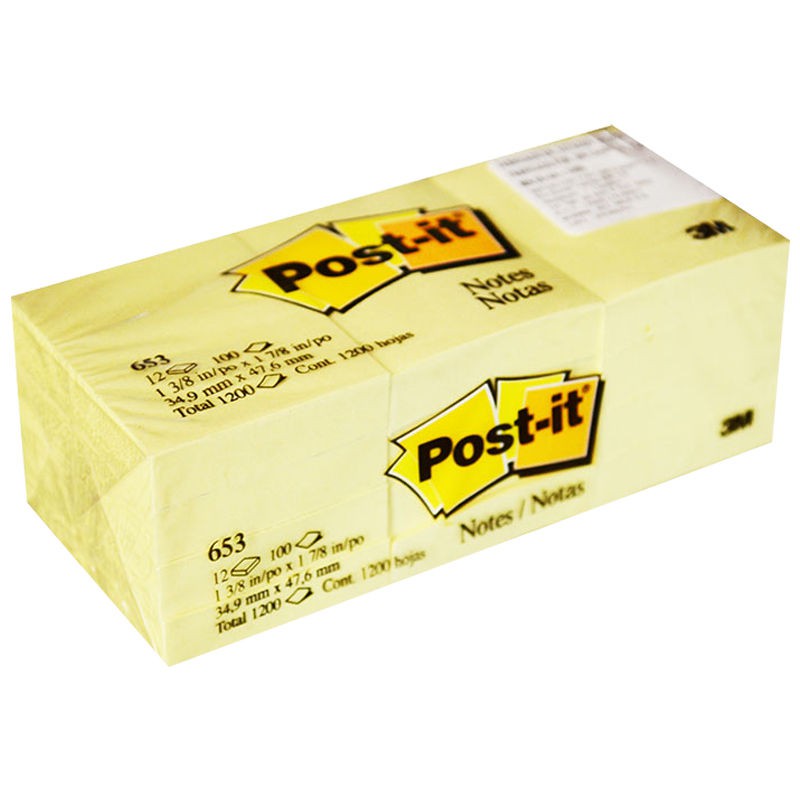 Z BLOCK POST-IT 653 1.5X2 AMAR. C/12  3M 003271 595233 700160